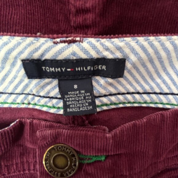 Tommy Hilfiger Preppy Burgundy Corduroy Mini Skirt - Size 8 - Picture 2 of 10